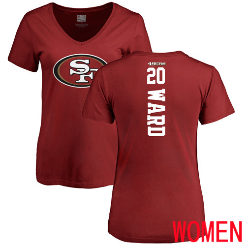 San Francisco 49ers Red Women Jimmie Ward Backer #20 NFL T Shirt->nfl t-shirts->Sports Accessory